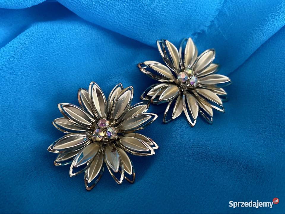 retro vintage duże pozłacane klipsy z czasów Gdynia