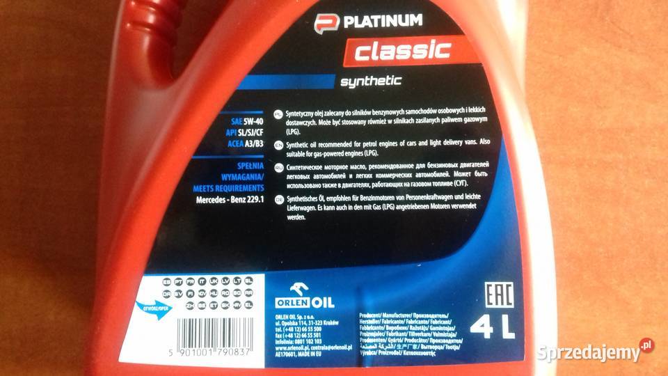 Olej silnikowy Orlen Oil Platinum Classic Łódź