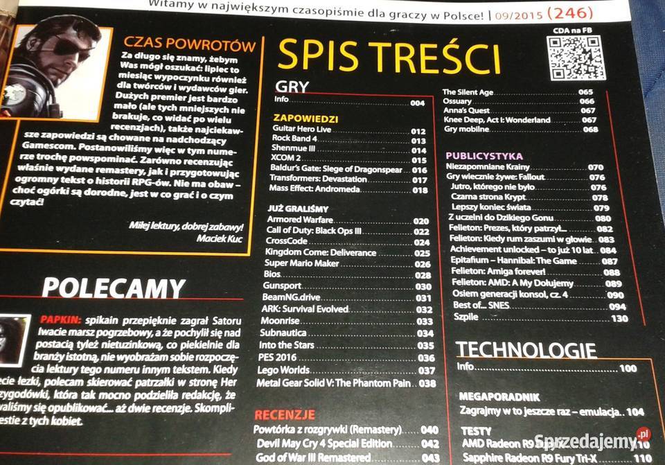 CDAction 09 2015 246 Rok wydania 2015 sprzedam