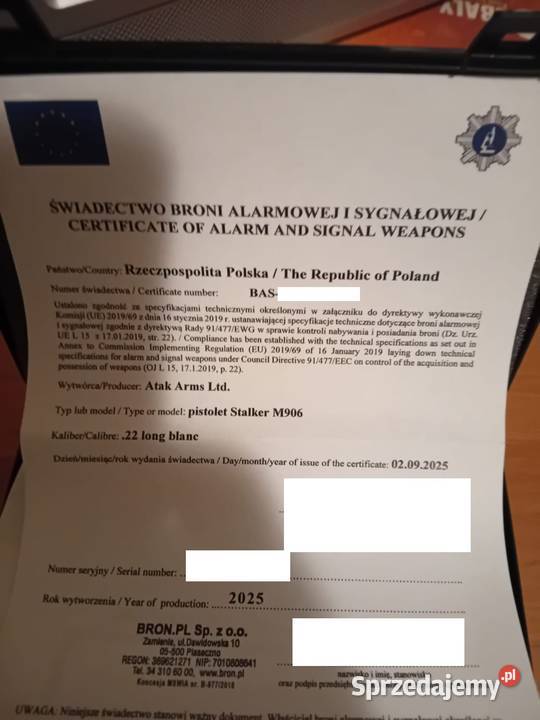 Pistolet hukowy alarmowo sygnałowy STALKER M906 Krosno