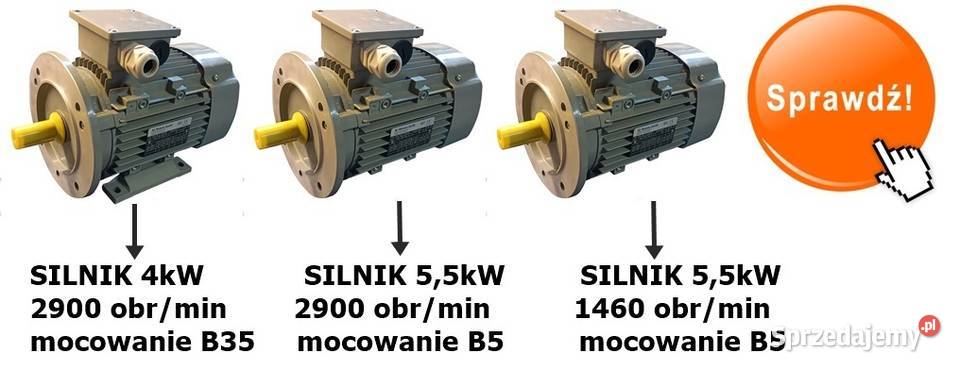 SILNIK ELEKTRYCZNY trójfazowy 4kW B35 2800obr 3F Skawina