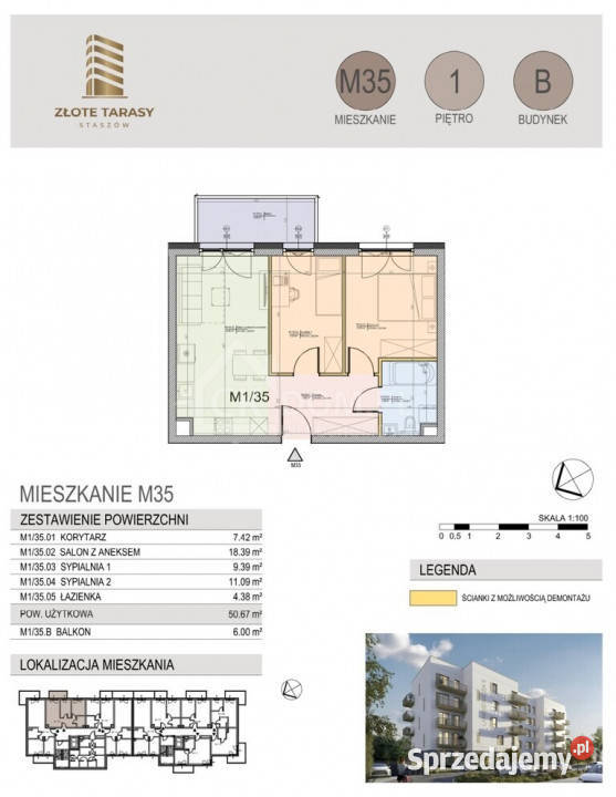 M35 5067 m 3 pokoje balkon 1 piętro Staszów