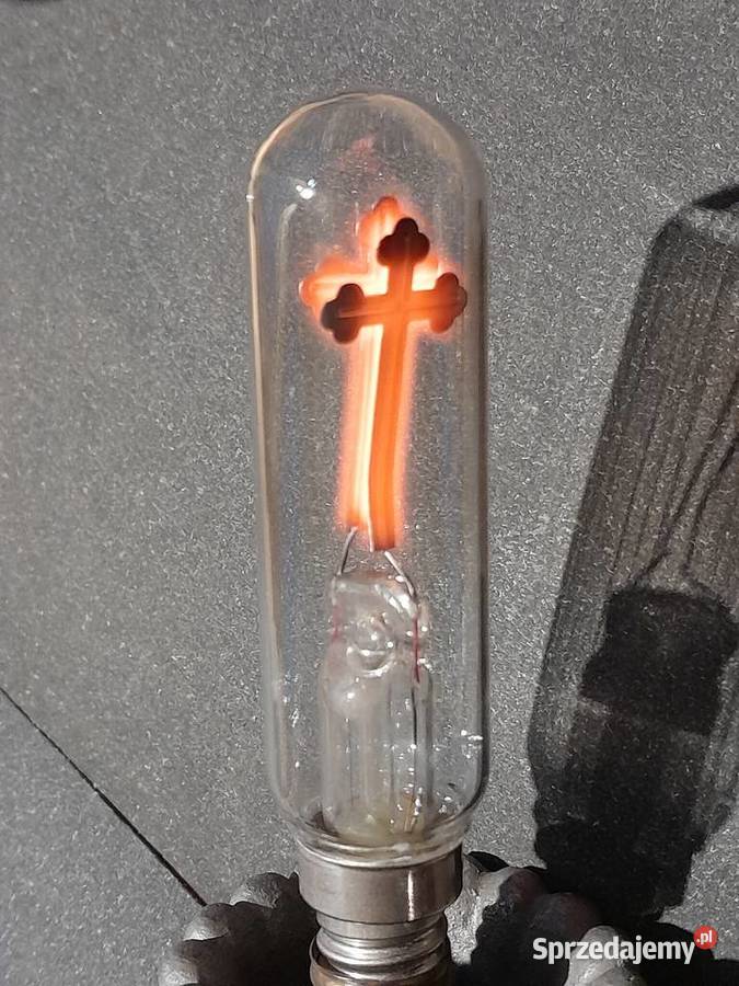 Stara ozdobna żarówka krzyż dewocjonalia zabytek Dąbrowa Górnicza