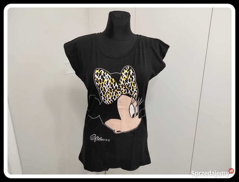 czarna bluzka nadruk Myszka Minie tshirt damski Rozmiar 42(XL)