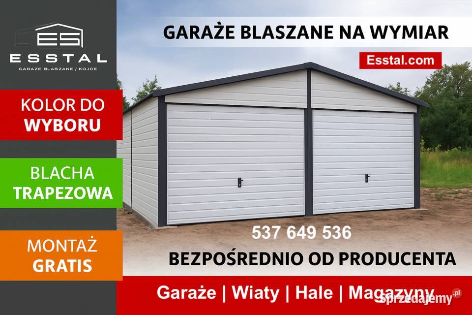 Garaż Blaszany GRAFIT ZŁOTY DĄB Garaże Blaszane Sprzedaż Wieluń