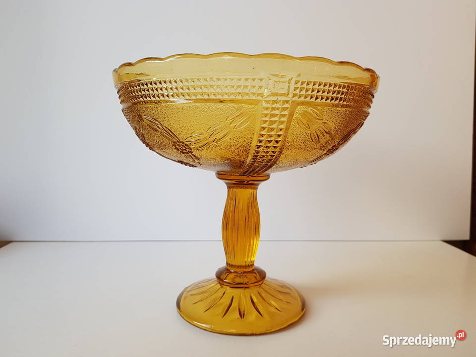 Owocarka Wieńce Ząbkowice kolorowe szkło PRL Porcelana i szkło Dąbrowa Górnicza