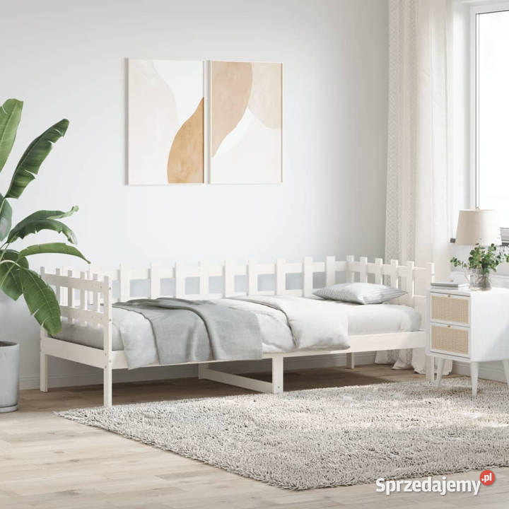 Łóżko dzienne bez materaca białe drewno sosnowe 68cm sprzedam