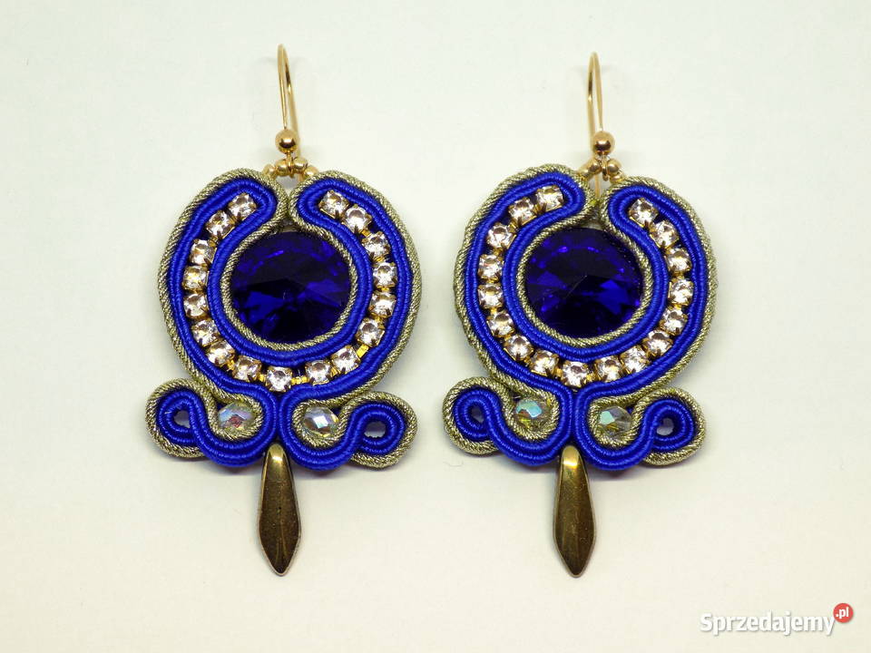 KOLCZYKI CHABROWE Z TAŚMĄ CYRKONIOWĄ SUTASZ Warszawa