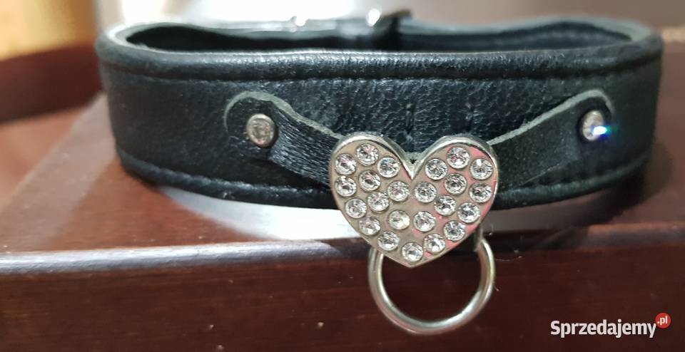 Smycz obroża kryształki skóra czoker rzemyk świętokrzyskie