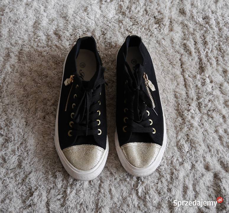 Trampki złote mieniące drobinki zamek 36 dolnośląskie Wrocław
