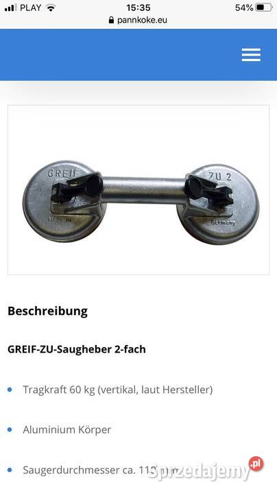 Przyssawki do szkła okna szyby Greif ZU2 Metalowe Poznań