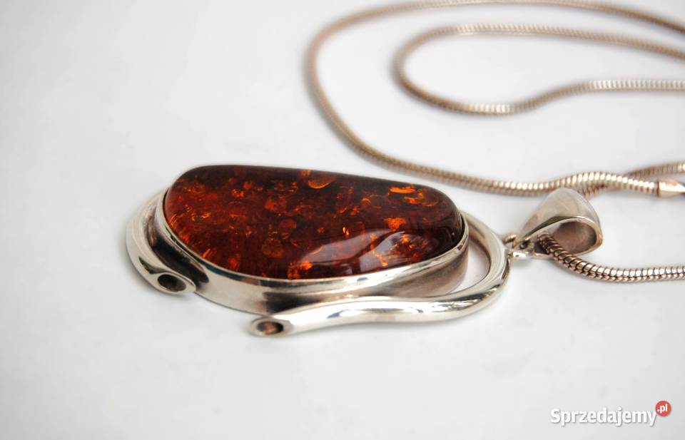 Duży wisior bursztyn bałtycki srebro 925 z Lublin