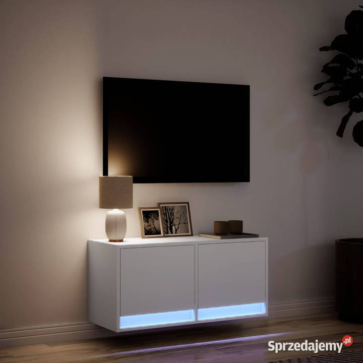 Ścienna szafka TV z LED biała 80x31x35 WM852355 sprzedam