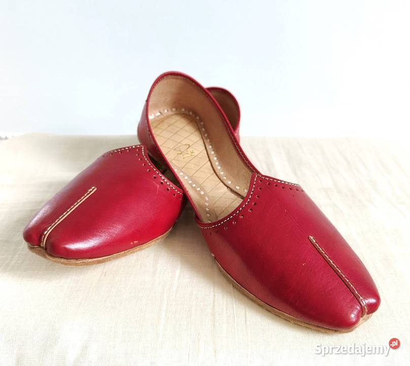 Czerwone skórzane buty balerinki 39 skóra orient Szczecin
