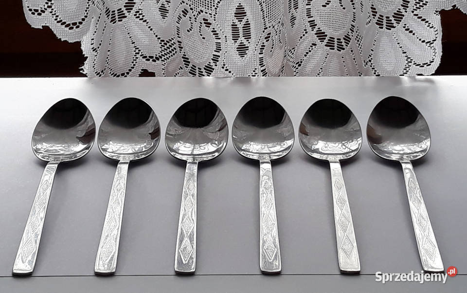 Łyżki obiadowe ROMBY KARO Gerlach sztućce PRL Dąbrowa Górnicza