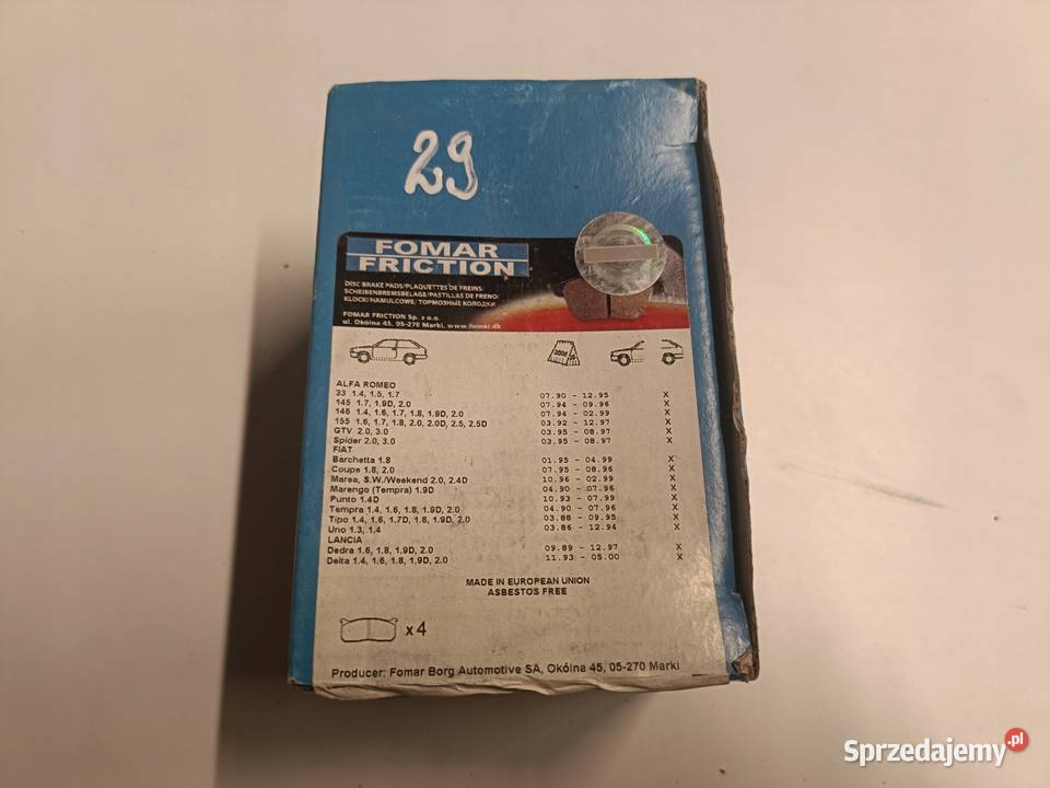Alfa Romeo 146 Fiat Tipo Punto Uno TYLNE KLOCKI osobowe Janów