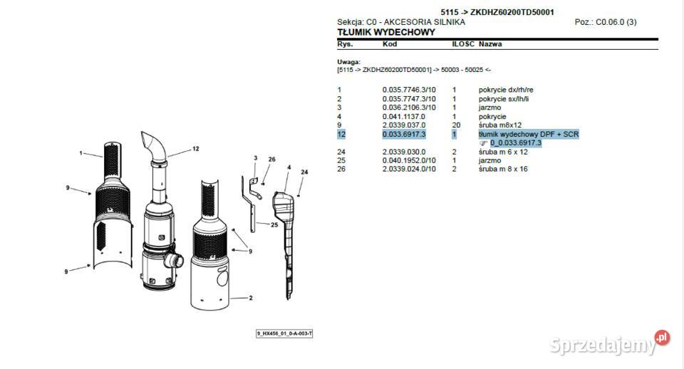 DEUTZ FAHR 5115 2020R STAGE 5 TCD 36 L04 TŁUMIK Stalewo