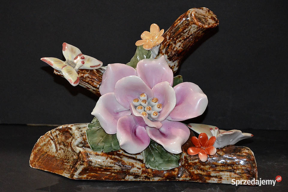 Porcelana Nofi gałąź kwiatowa mniejsza, motyle lub ptaki