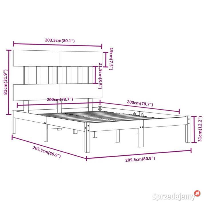 Rama łóżka biała lite drewno 200x200 WM3104759