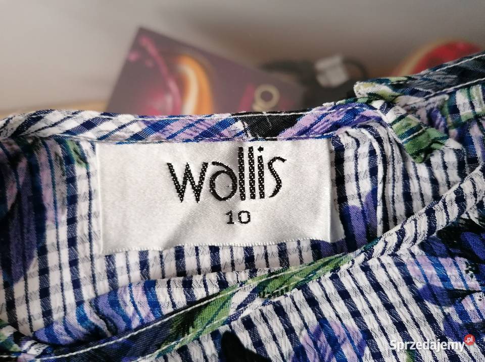 WALLISDAMSKI TOP BEZ RĘKAWÓW W KRATĘ KWIATY R38 Łódź
