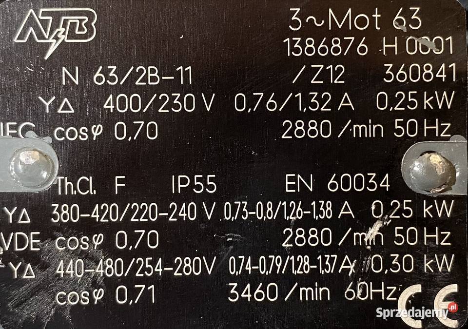 silnik elektryczny 025kW 2880obr 3fazowy Pigża