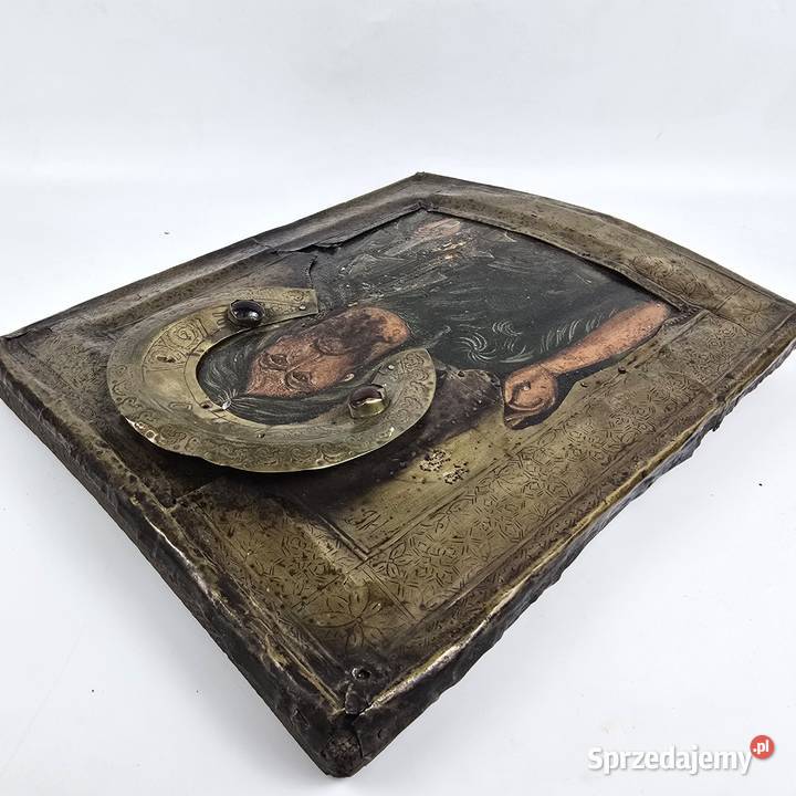 Stara ikona na desce Chrystus Pantokrator 312625 mazowieckie Bronisze