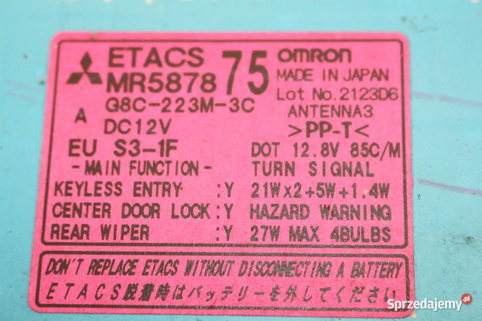 MITSUBISHI OUTLANDER 20 16V 0106 MODUŁ ETACS Układ elektryczny Prochowice