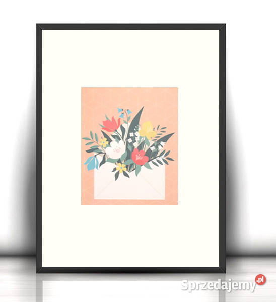 boho obrazek A4 mały plakat na ścianę kwiaty