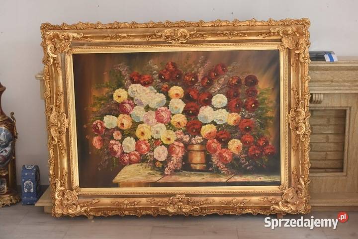 Obraz Olejny Martwa Natura Kwiaty Róże GIGANT małopolskie Kraków