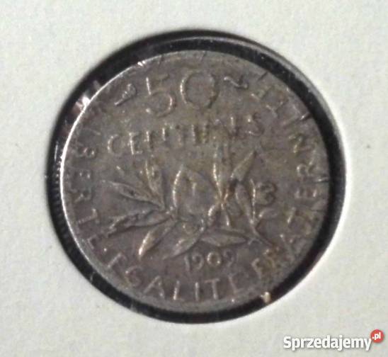 FRANCJA 50 Centimes 1909 SREBRO Kraków