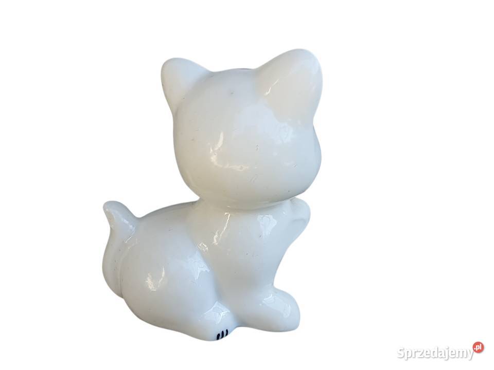 Stary porcelanowy kotek z bukietem kwiatów lata Cieszyn