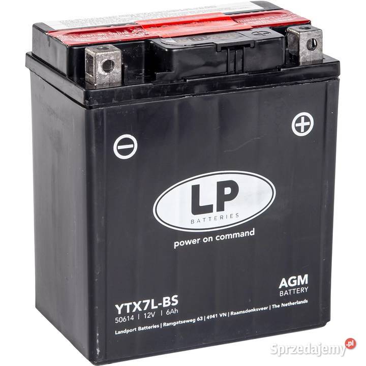 Akumulator motocyklowy Landport YTX7LBS 12V 6Ah Części i akcesoria motocyklowe śląskie Ruda Śląska