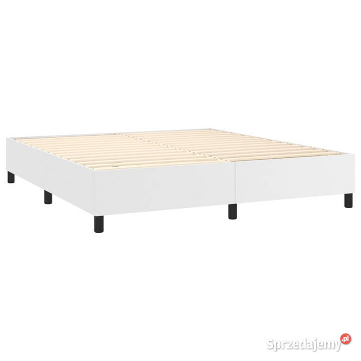 Łóżko kontynentalne z materacem białe ekoskóra 128cm