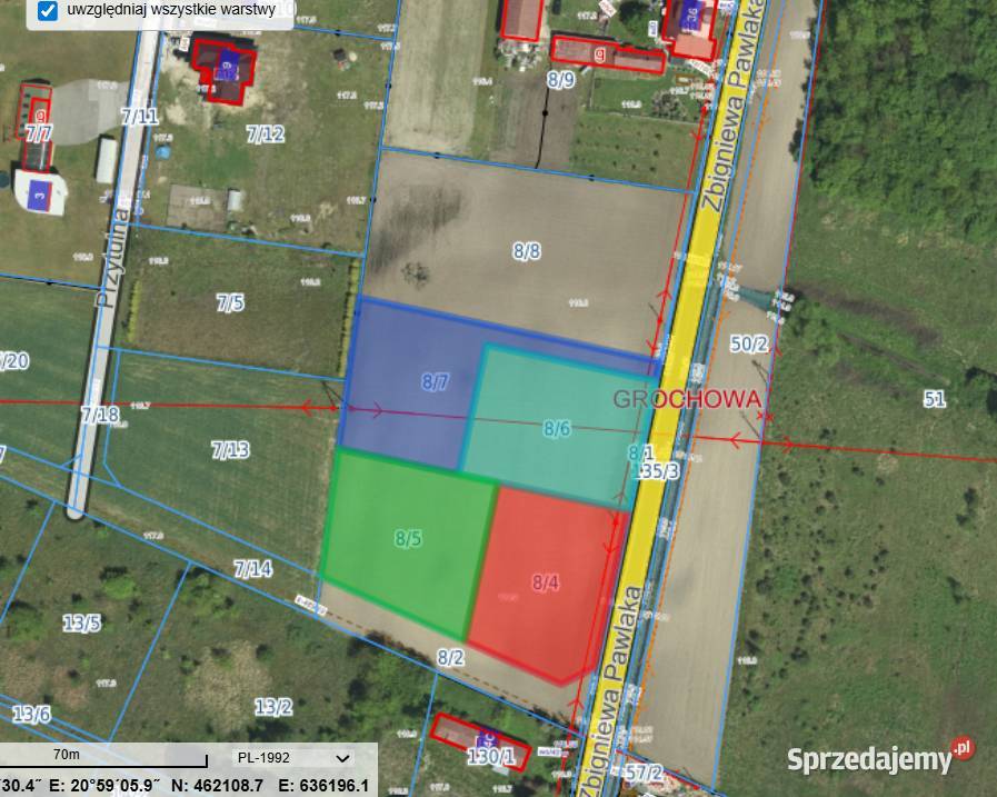 Sprzedam działki budowlane każda 1500m2 we wsi Sprzedaż mazowieckie Grochowa