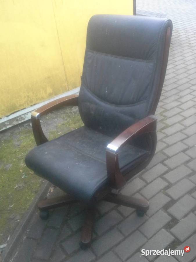 Fotel gabinetowy skóra drewno biurowy