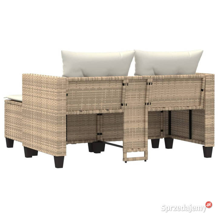 Sofa ogrodowa 2osobowa ze stołkami beżowa rattan mazowieckie Warszawa