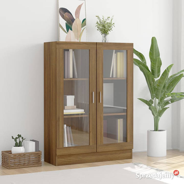 Witryna brązowy dąb 825x305x115 materiał Warszawa