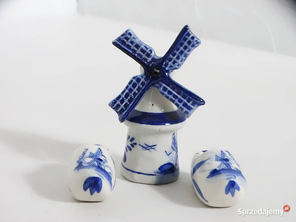 Ceramiczny komplet pamiątkowy z Holandii Wiatrak Biłgoraj