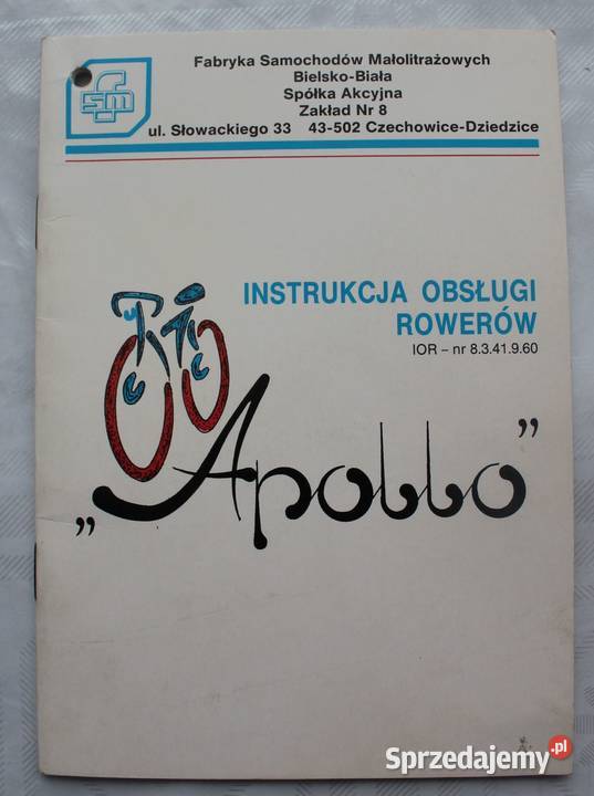 Instrukcja Obsługi Rowerów Rower Apollo FSM Bielsko-Biała sprzedam