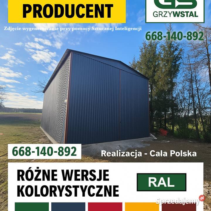 Wysoki Grafitowy Garaż Blaszany Magazyn Wiata blacha