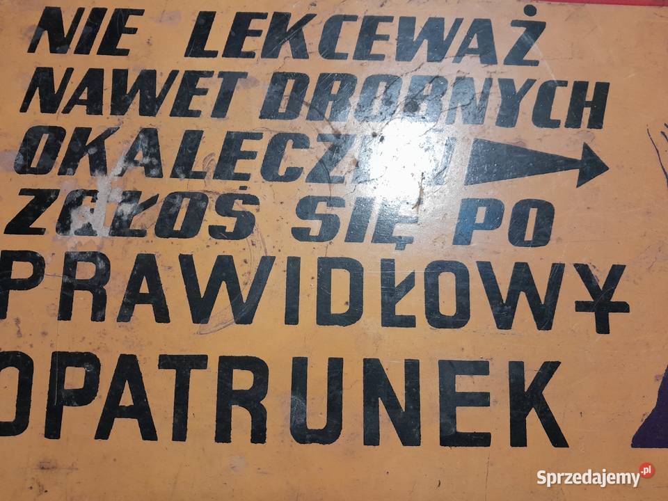 Stara tablica informacyjna BHP zakładowa zabytek śląskie Dąbrowa Górnicza