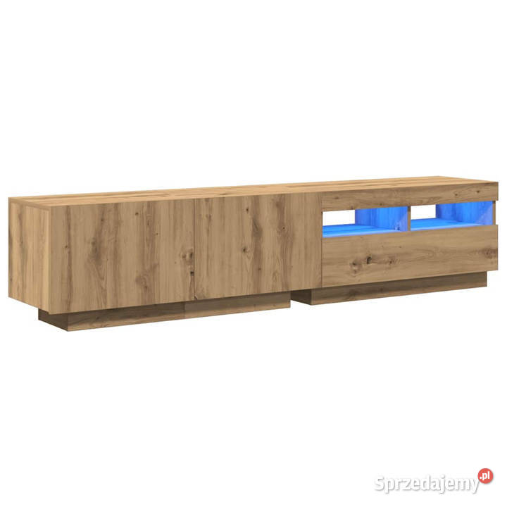Szafka pod TV z oświetleniem LED dąb artisan