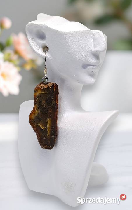 Kolczyki z BURSZTYNU bursztyn bałtycki bryłki Warszawa