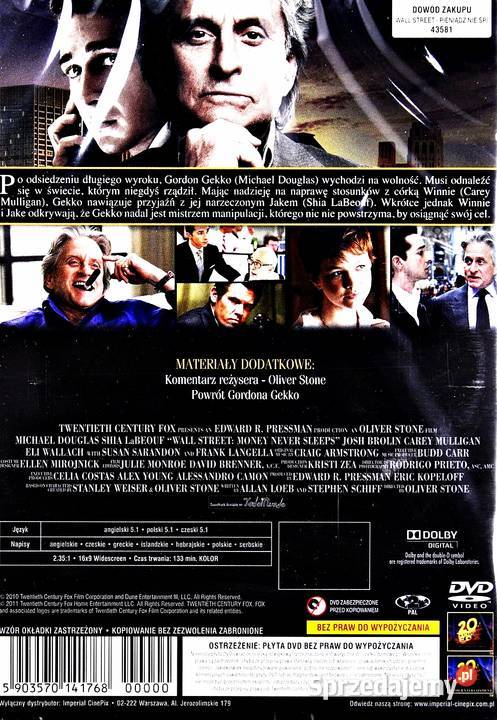 WALL STREET PIENIĄDZ NIE ŚPI MICHAEL DOUGLAS Kalisz