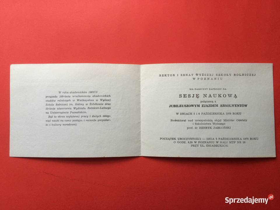 2547 Zaproszenie Wyższej Szkoły Rolniczej W Szczecin