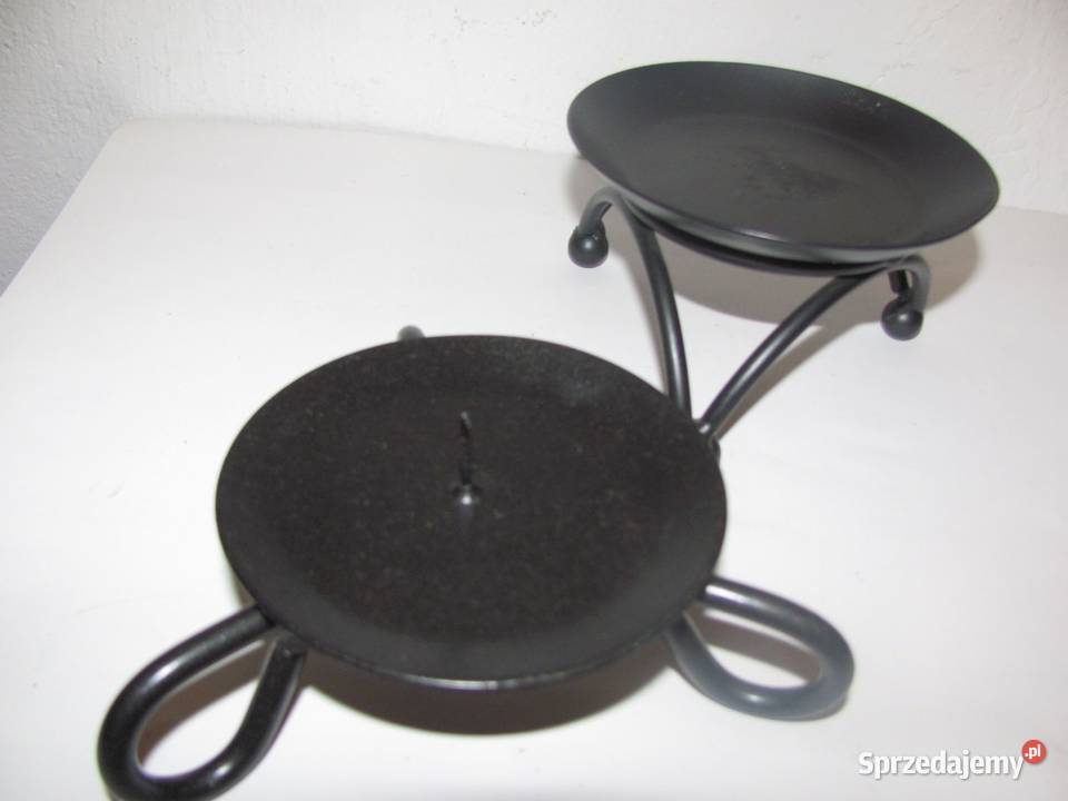 świeczniki metalowe niskie stojące 2 sztuki Zamość