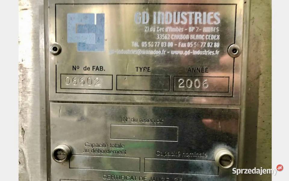 Zbiornik ze stali nierdzewnej 66m3 40 26 m3 z Wtelno