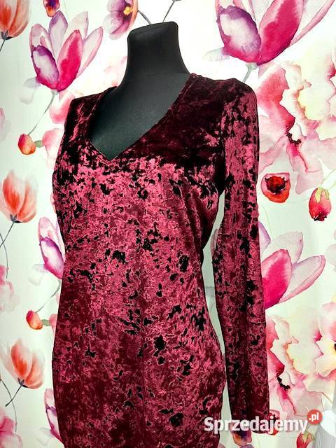 boohoo sukienka imprezowa bordo ala welur hit 40 sprzedam