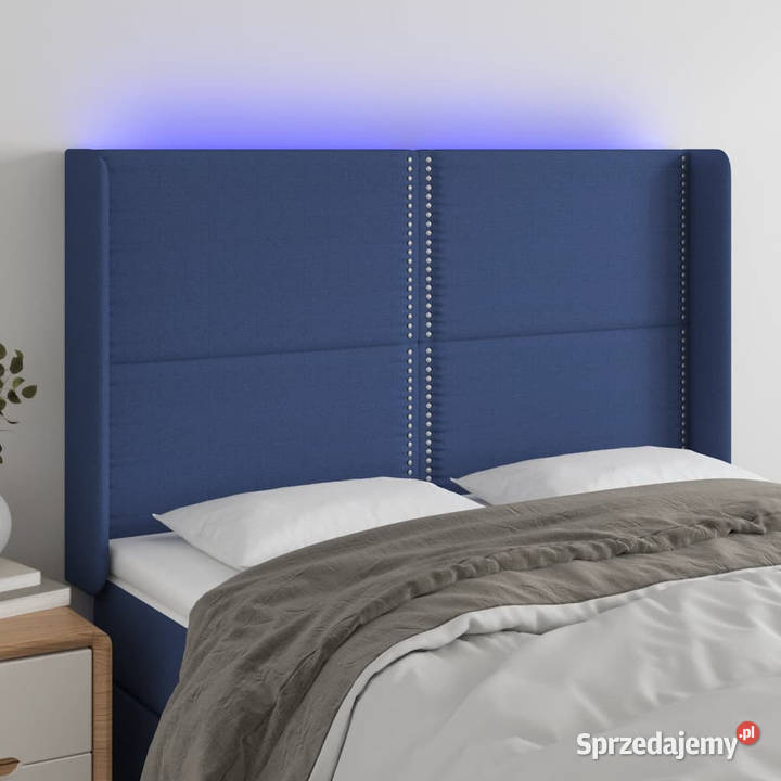 Zagłówek do łóżka z LED niebieski 147x16x118128 mazowieckie Warszawa