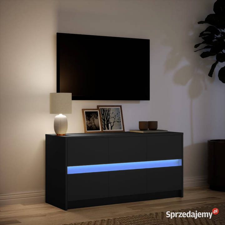 Szafka TV z LED czarna 100x34x50 materiał RTV Warszawa sprzedam